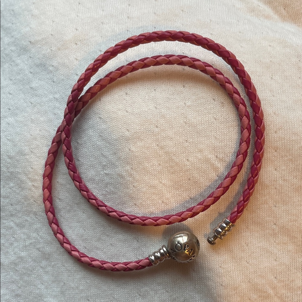 Pandora Pink Braided Bracelet with Silver Accents